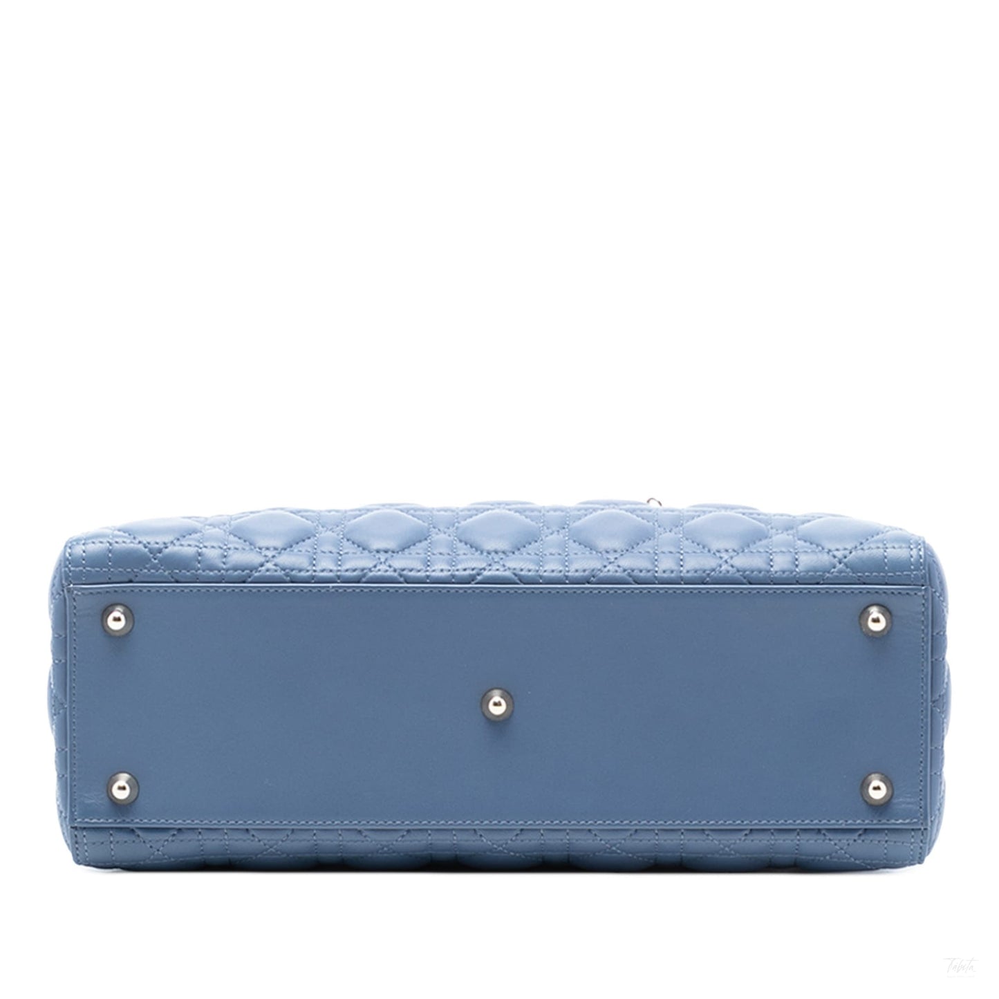 Second hand Dior Lady Dior Large Lambskin Leather Cannage Tote Handbag Blue - Tabita Bags