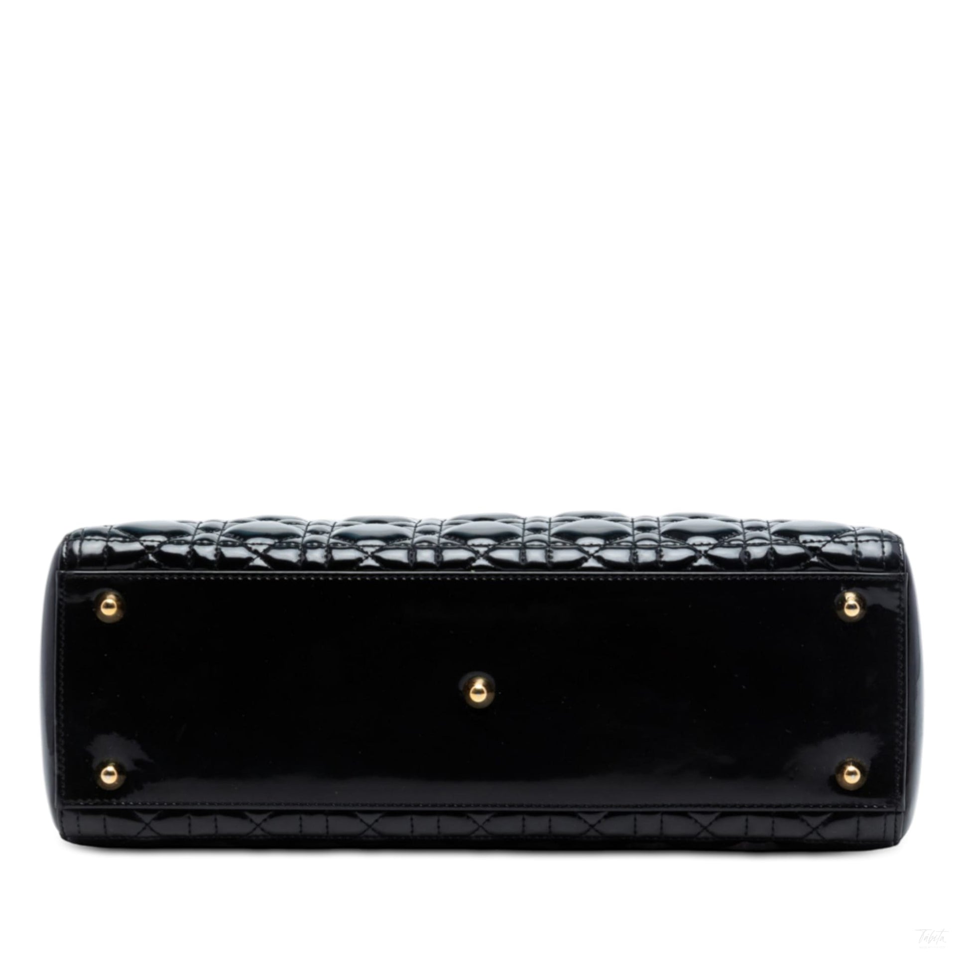 Second hand Dior Lady Dior Large Patent Leather Zip Cannage Tote Handbag Black - Tabita Bags