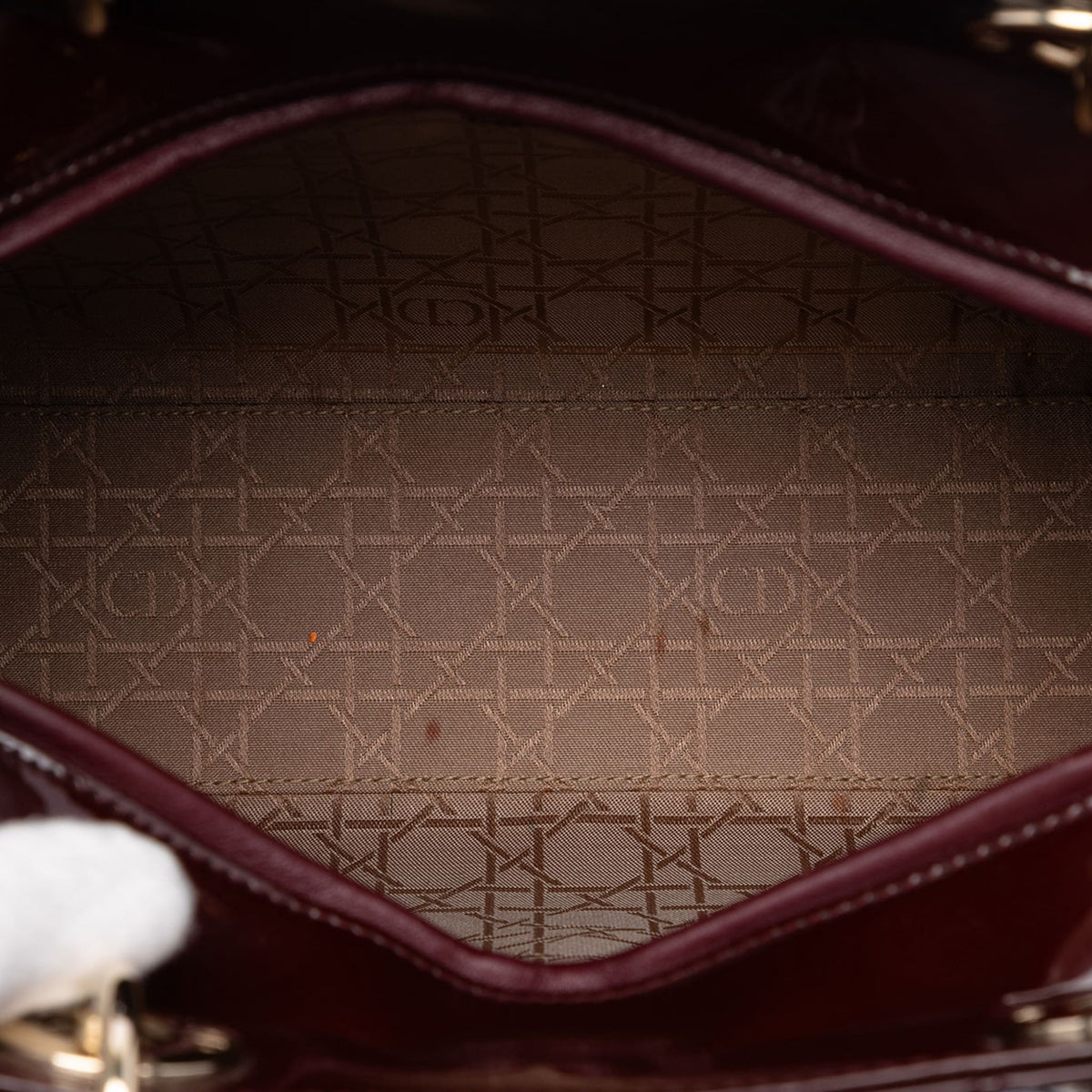 Second hand Dior Lady Dior Large Patent Leather Zip Cannage Tote Handbag Red - Tabita Bags
