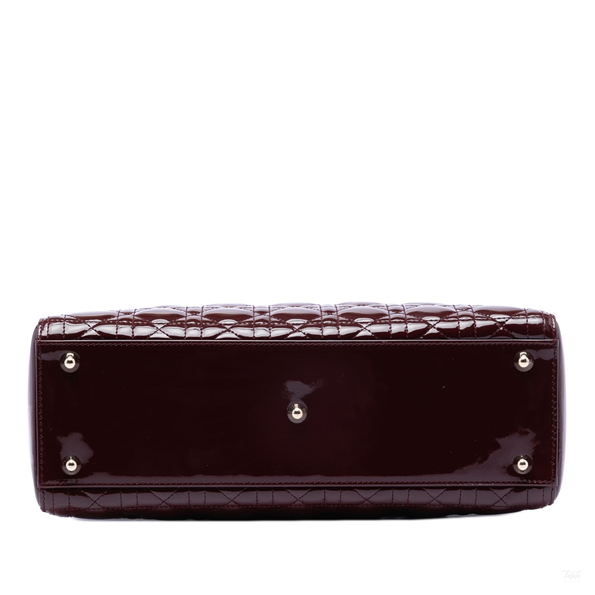 Second hand Dior Lady Dior Large Patent Leather Zip Cannage Tote Handbag Red - Tabita Bags