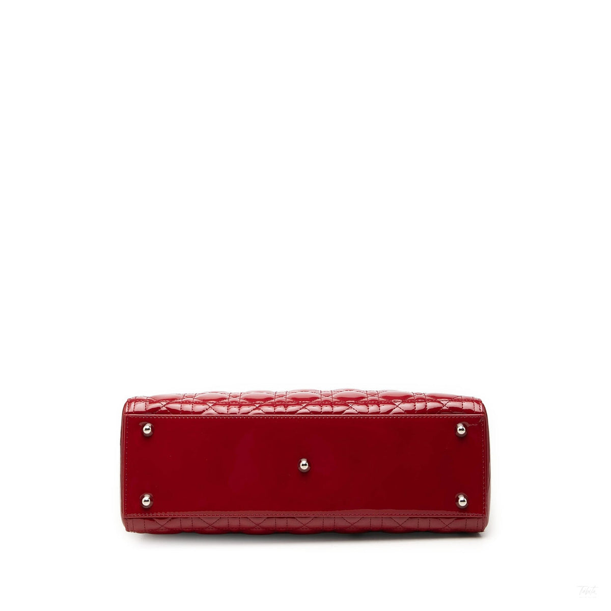 Second hand Dior Lady Dior Large Patent Leather Zip Cannage Tote Handbag Red - Tabita Bags