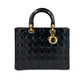 Second hand Dior Lady Dior Large Zip Cannage Lambskin Leather 2-Ways Tote Bag Black - Tabita Bags