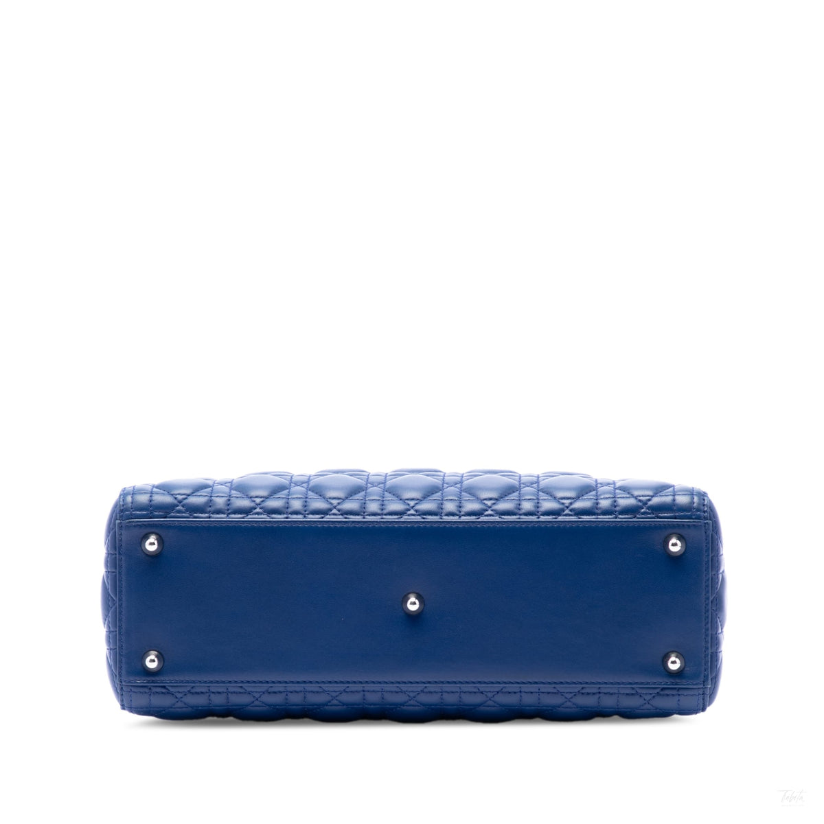 Second hand Dior Lady Dior Large Zip Cannage Lambskin Leather 2 - Ways Tote Bag Blue - Tabita Bags