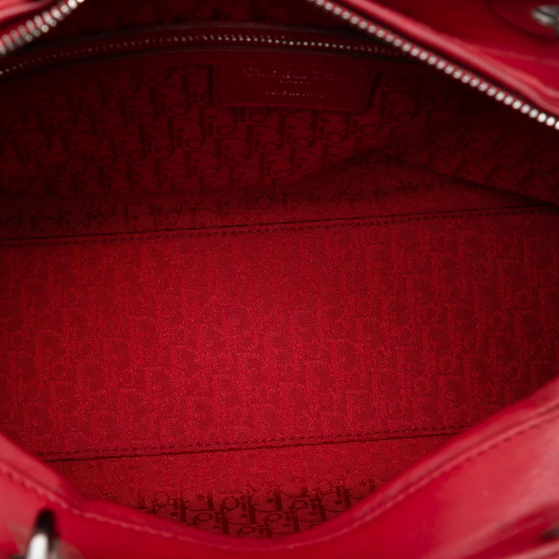 Second hand Dior Lady Dior Large Zip Cannage Lambskin Leather 2 - Ways Tote Bag Red - Tabita Bags