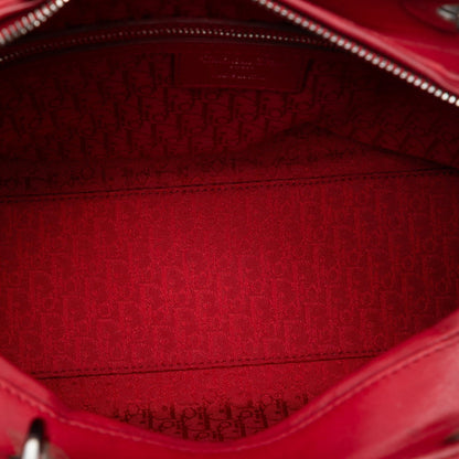 Second hand Dior Lady Dior Large Zip Cannage Lambskin Leather 2 - Ways Tote Bag Red - Tabita Bags