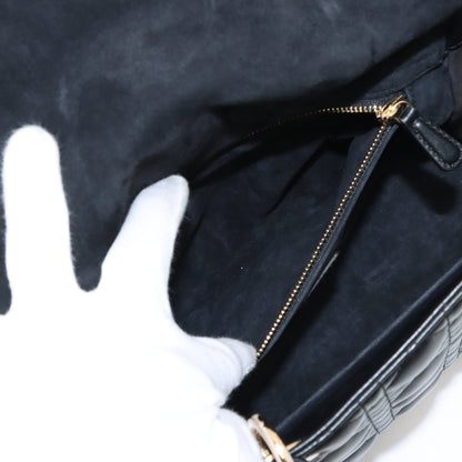 Second hand Dior Lady Dior Medium Calfskin Leather Cannage Tote Handbag Black - Tabita Bags