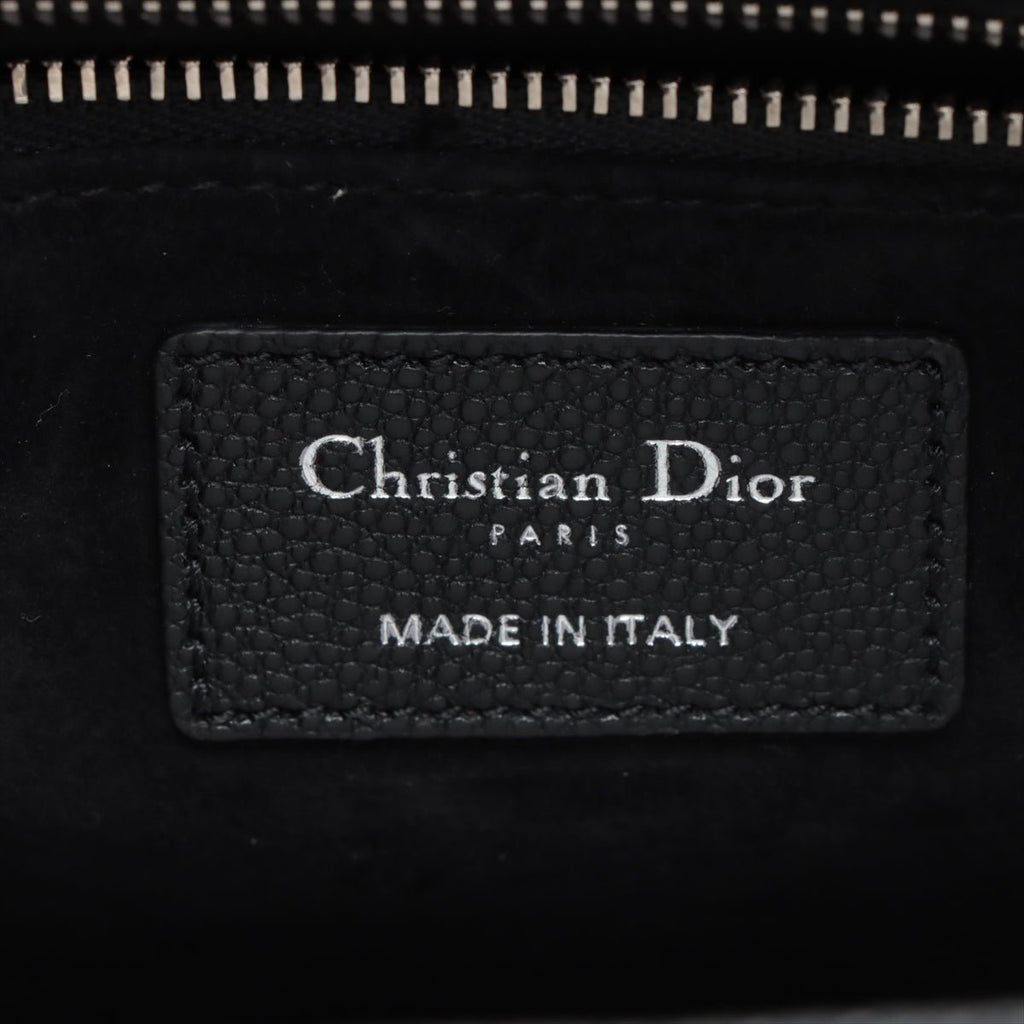 Second hand Dior Lady Dior Medium Cannage Grained Calfskin Leather 2 - Ways Tote Bag Black - Tabita Bags