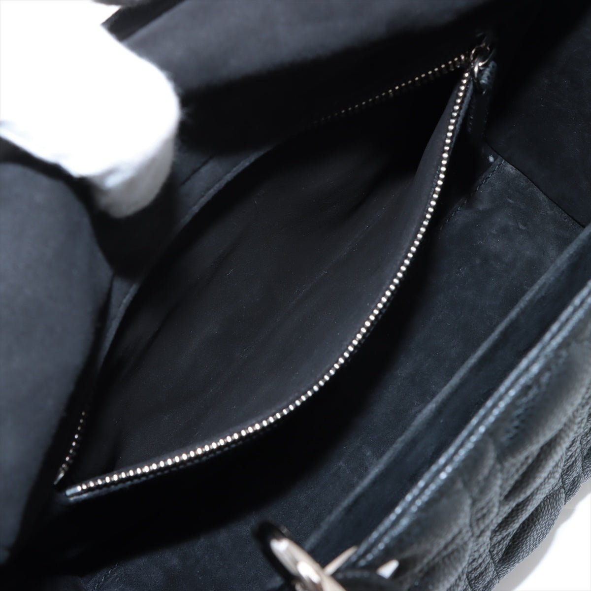 Second hand Dior Lady Dior Medium Cannage Grained Calfskin Leather 2 - Ways Tote Bag Black - Tabita Bags
