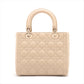 Second hand Dior Lady Dior Medium Cannage Lambskin Leather 2 - Ways Tote Bag Sand - Tabita Bags