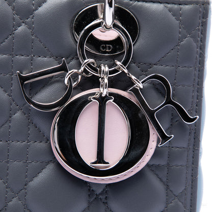 Second hand Dior Lady Dior Medium Cannage Lambskin Leather 2 - Ways Tote Bag Tricolor - Tabita Bags