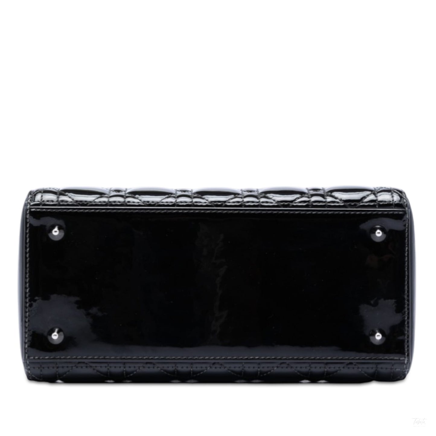 Second hand Dior Lady Dior Medium Patent Leather Cannage Tote Handbag Black - Tabita Bags