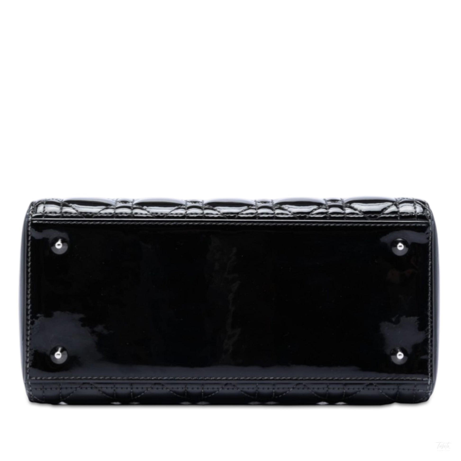 Second hand Dior Lady Dior Medium Patent Leather Cannage Tote Handbag Black - Tabita Bags