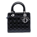Second hand Dior Lady Dior Medium Patent Leather Cannage Tote Handbag Black - Tabita Bags