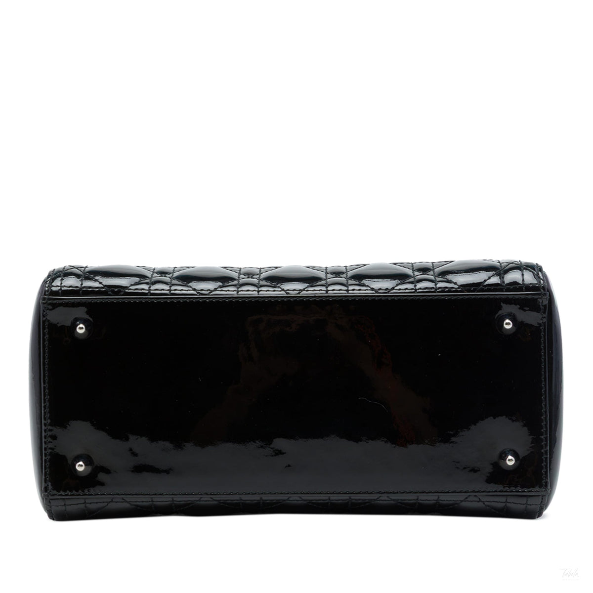 Second hand Dior Lady Dior Medium Patent Leather Cannage Tote Handbag Black - Tabita Bags