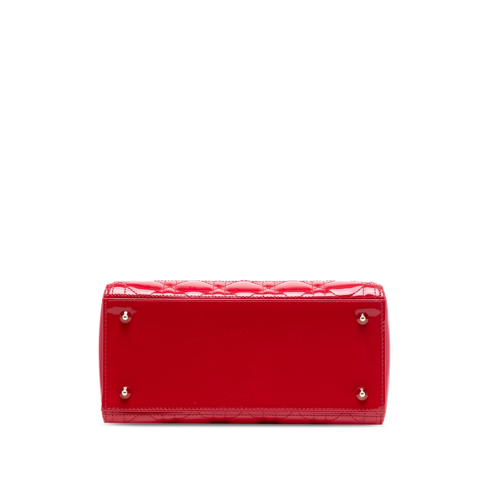 Second hand Dior Lady Dior Medium Patent Leather Cannage Tote Handbag Red - Tabita Bags