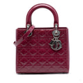 Second hand Dior Lady Dior Medium Patent Leather Zip Cannage Tote Handbag Pink - Tabita Bags