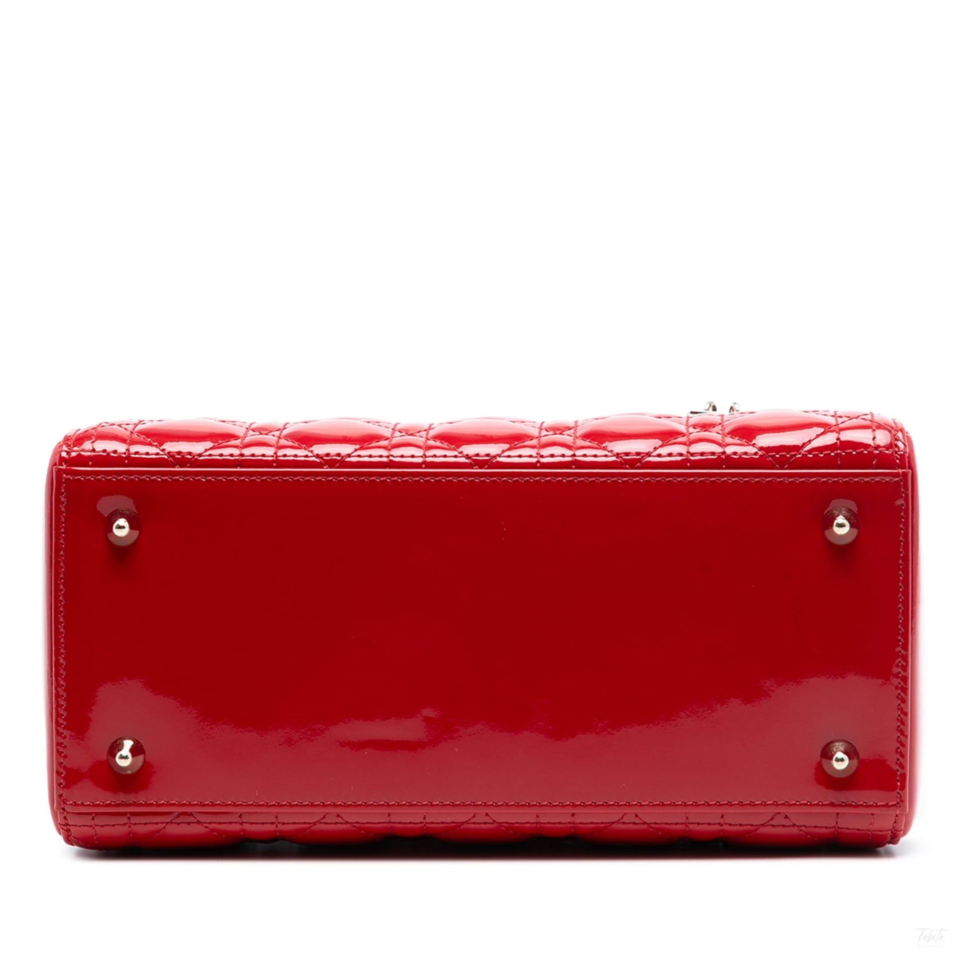 Second hand Dior Lady Dior Medium Patent Leather Zip Cannage Tote Handbag Red - Tabita Bags