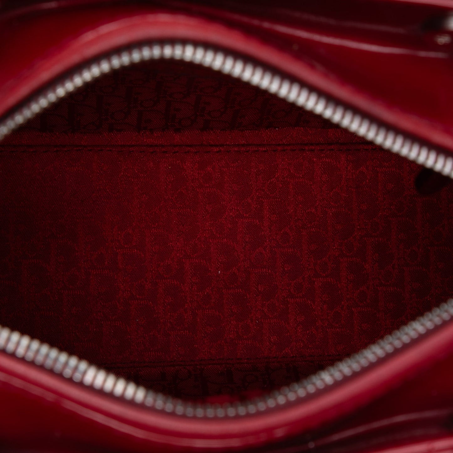 Second hand Dior Lady Dior Medium Patent Leather Zip Cannage Tote Handbag Red - Tabita Bags