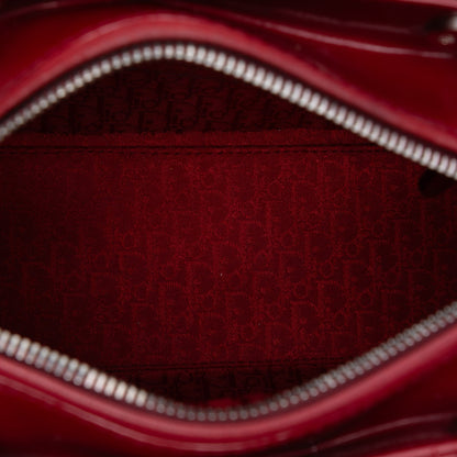 Second hand Dior Lady Dior Medium Patent Leather Zip Cannage Tote Handbag Red - Tabita Bags
