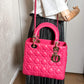 Second hand Dior Lady Dior Medium Zip Cannage Leather 2-Ways Tote Bag Pink - Tabita Bags