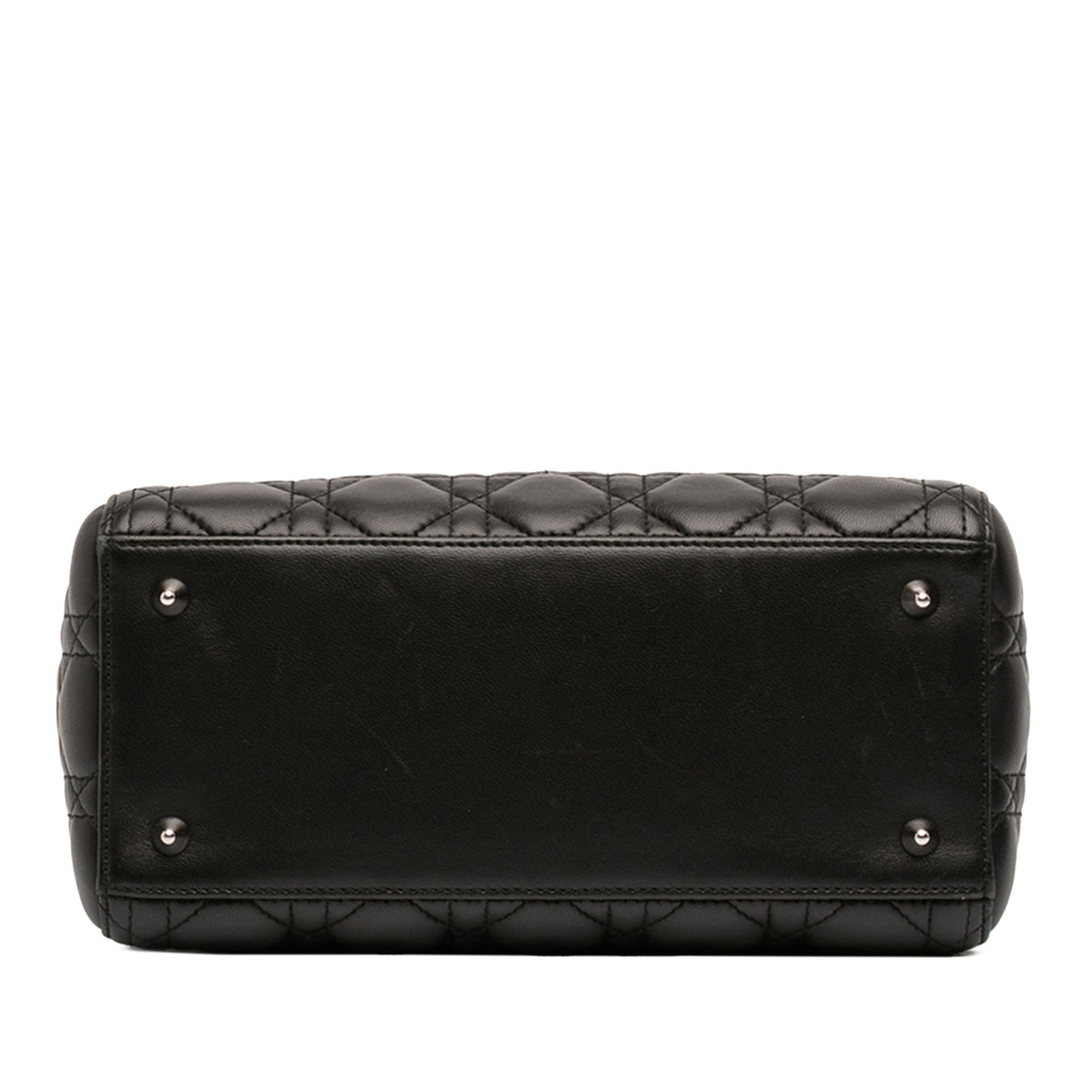 Second hand Dior Lady Dior Medium Zip Closure Cannage Lambskin Leather 2 - Ways Tote Bag Black - Tabita Bags