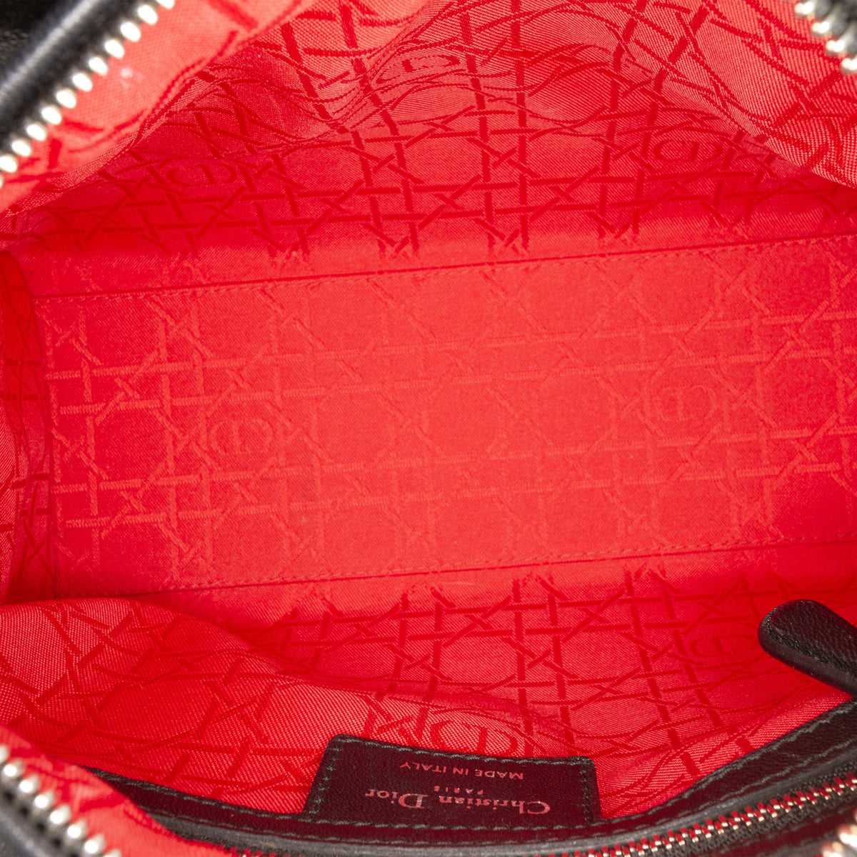 Second hand Dior Lady Dior Medium Zip Closure Cannage Lambskin Leather 2 - Ways Tote Bag Black - Tabita Bags