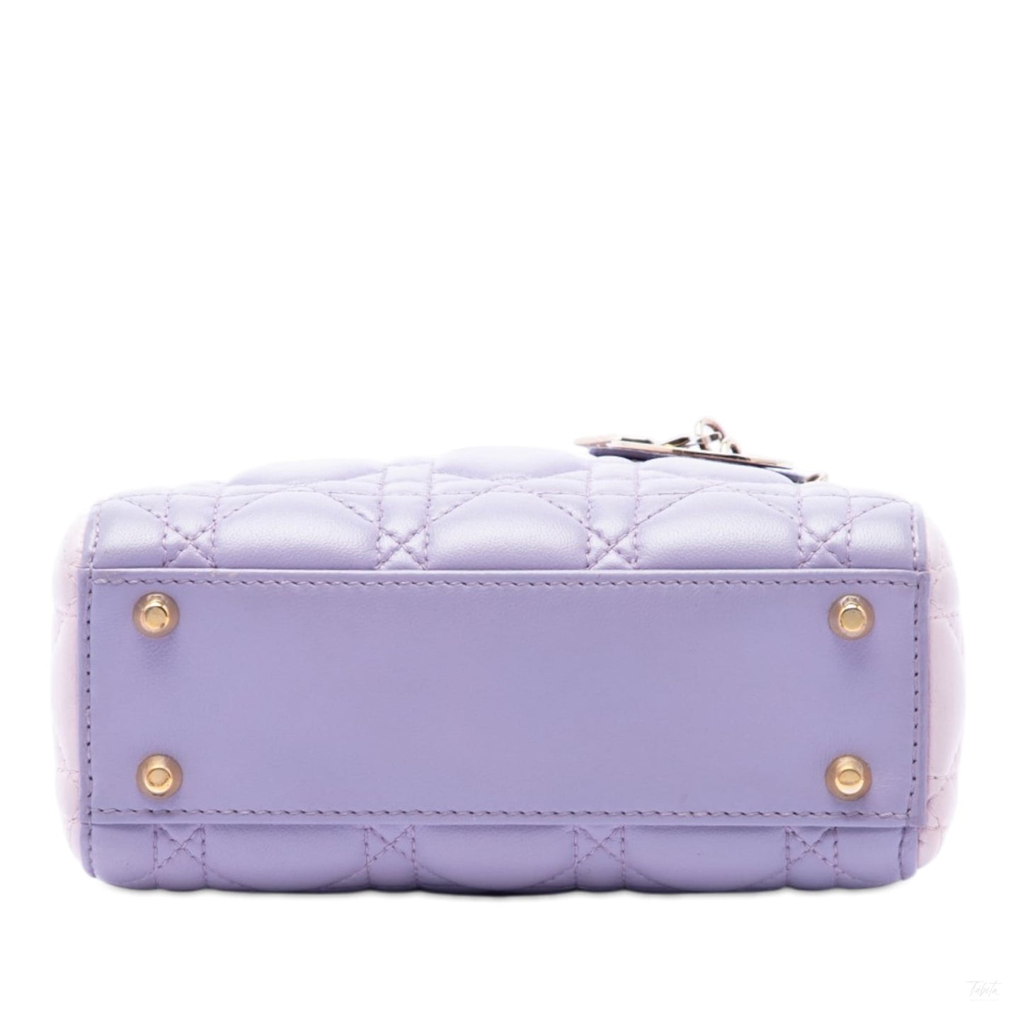 Second hand Dior Lady Dior Mini Lambskin Leather Cannage Tote Handbag Tricolor - Tabita Bags