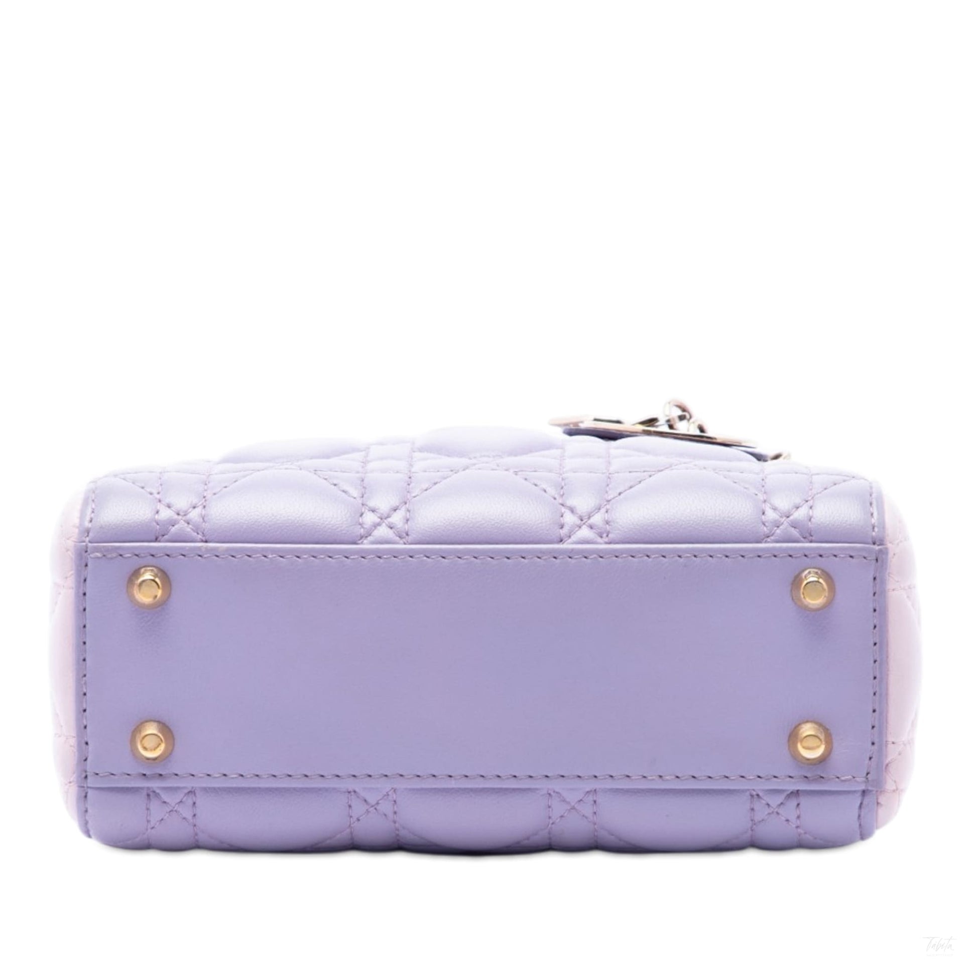 Second hand Dior Lady Dior Mini Lambskin Leather Cannage Tote Handbag Tricolor - Tabita Bags
