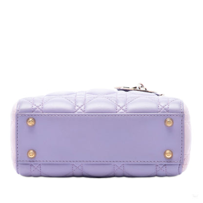 Second hand Dior Lady Dior Mini Lambskin Leather Cannage Tote Handbag Tricolor - Tabita Bags