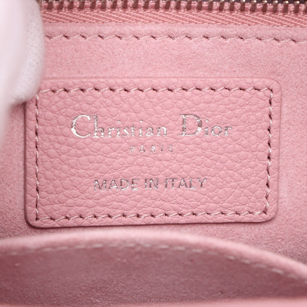 Second hand Dior Lady Dior Small Grained Calfskin Leather My ABCDior Cannage Tote Handbag Pink - Tabita Bags