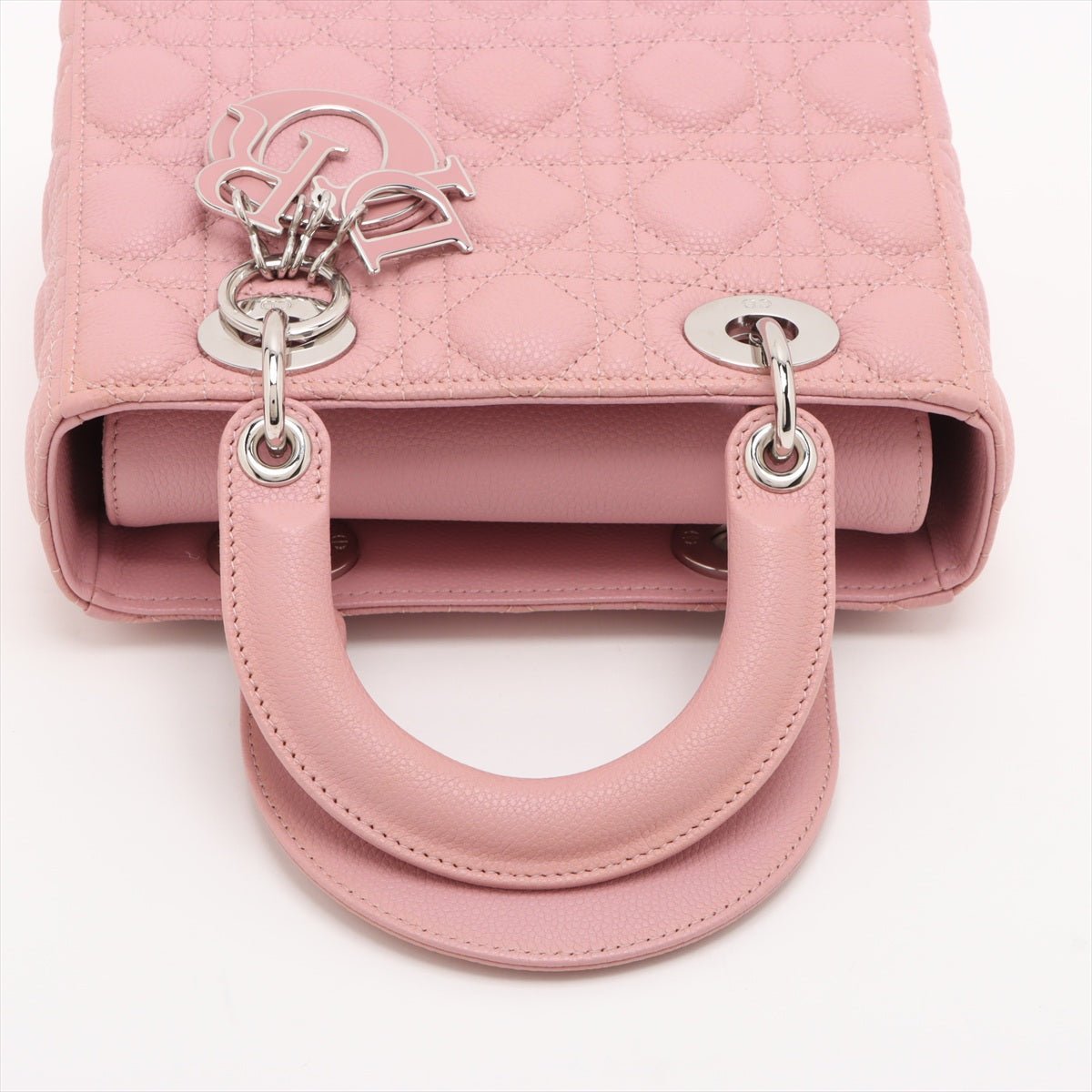 Second hand Dior Lady Dior Small Grained Calfskin Leather My ABCDior Cannage Tote Handbag Pink - Tabita Bags
