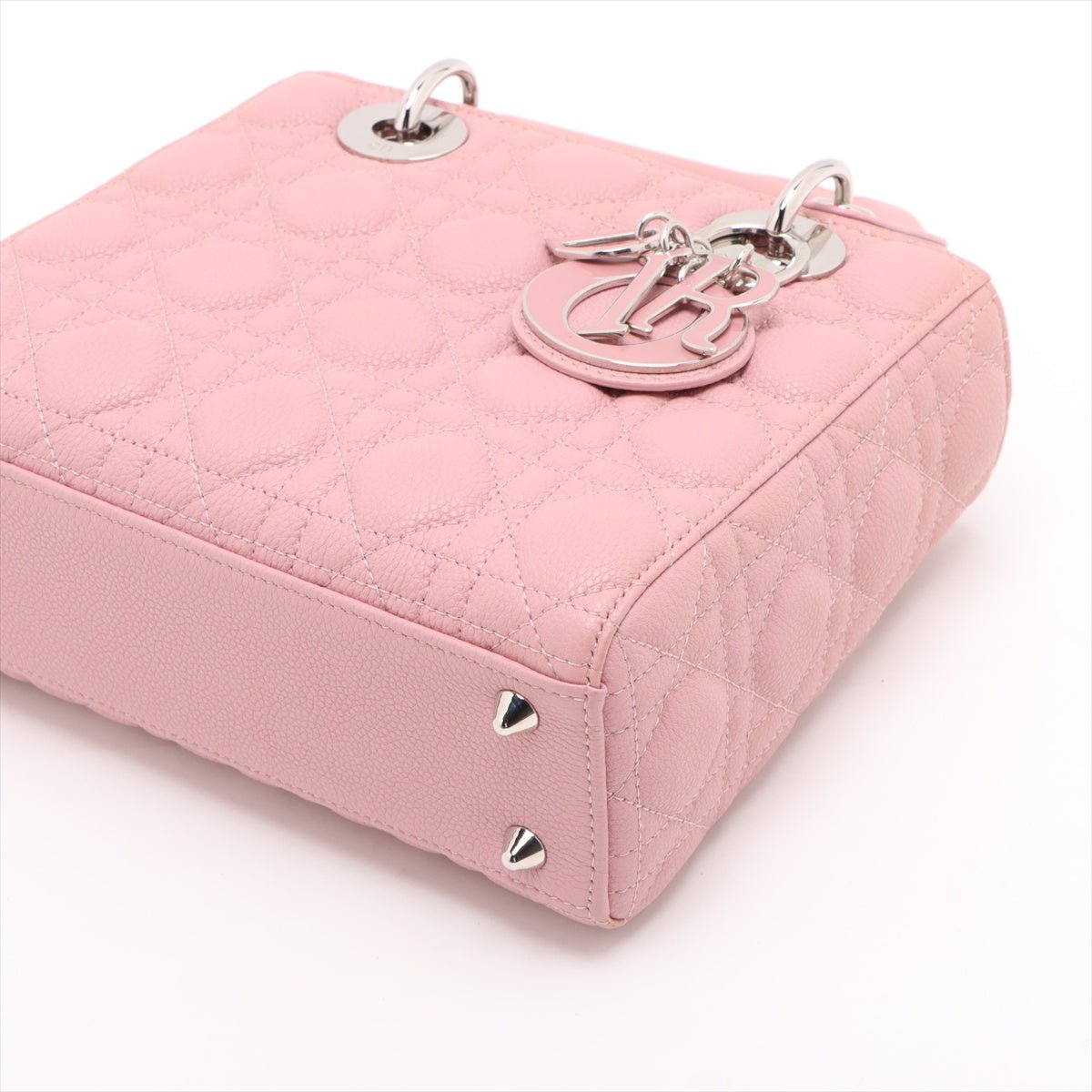 Second hand Dior Lady Dior Small Grained Calfskin Leather My ABCDior Cannage Tote Handbag Pink - Tabita Bags
