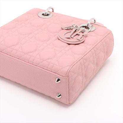 Second hand Dior Lady Dior Small Grained Calfskin Leather My ABCDior Cannage Tote Handbag Pink - Tabita Bags