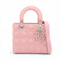 Second hand Dior Lady Dior Small Grained Calfskin Leather My ABCDior Cannage Tote Handbag Pink - Tabita Bags
