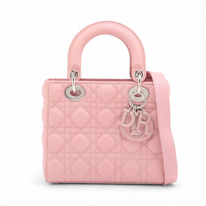 Second hand Dior Lady Dior Small Grained Calfskin Leather My ABCDior Cannage Tote Handbag Pink - Tabita Bags