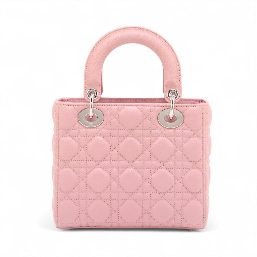 Second hand Dior Lady Dior Small Grained Calfskin Leather My ABCDior Cannage Tote Handbag Pink - Tabita Bags