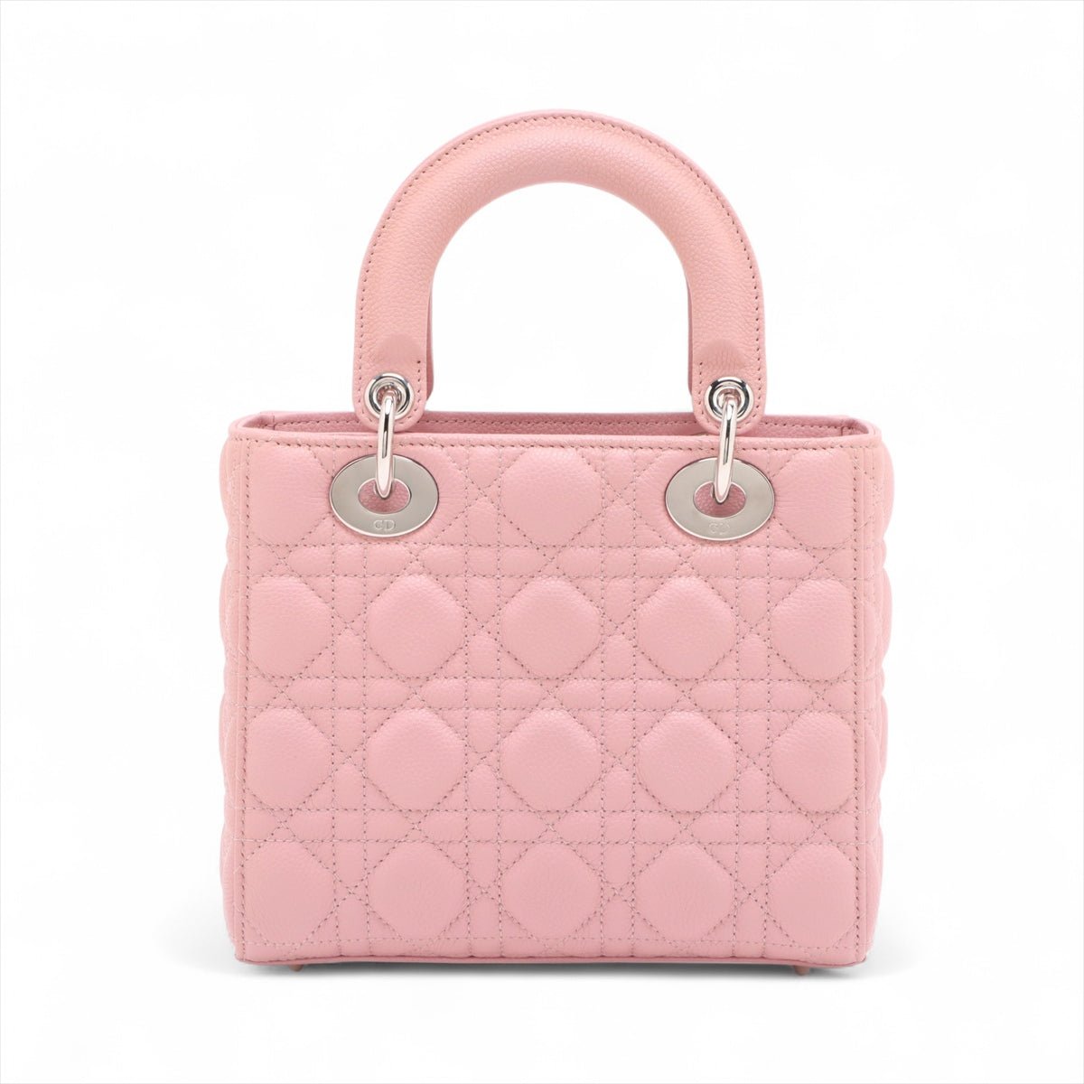 Second hand Dior Lady Dior Small Grained Calfskin Leather My ABCDior Cannage Tote Handbag Pink - Tabita Bags