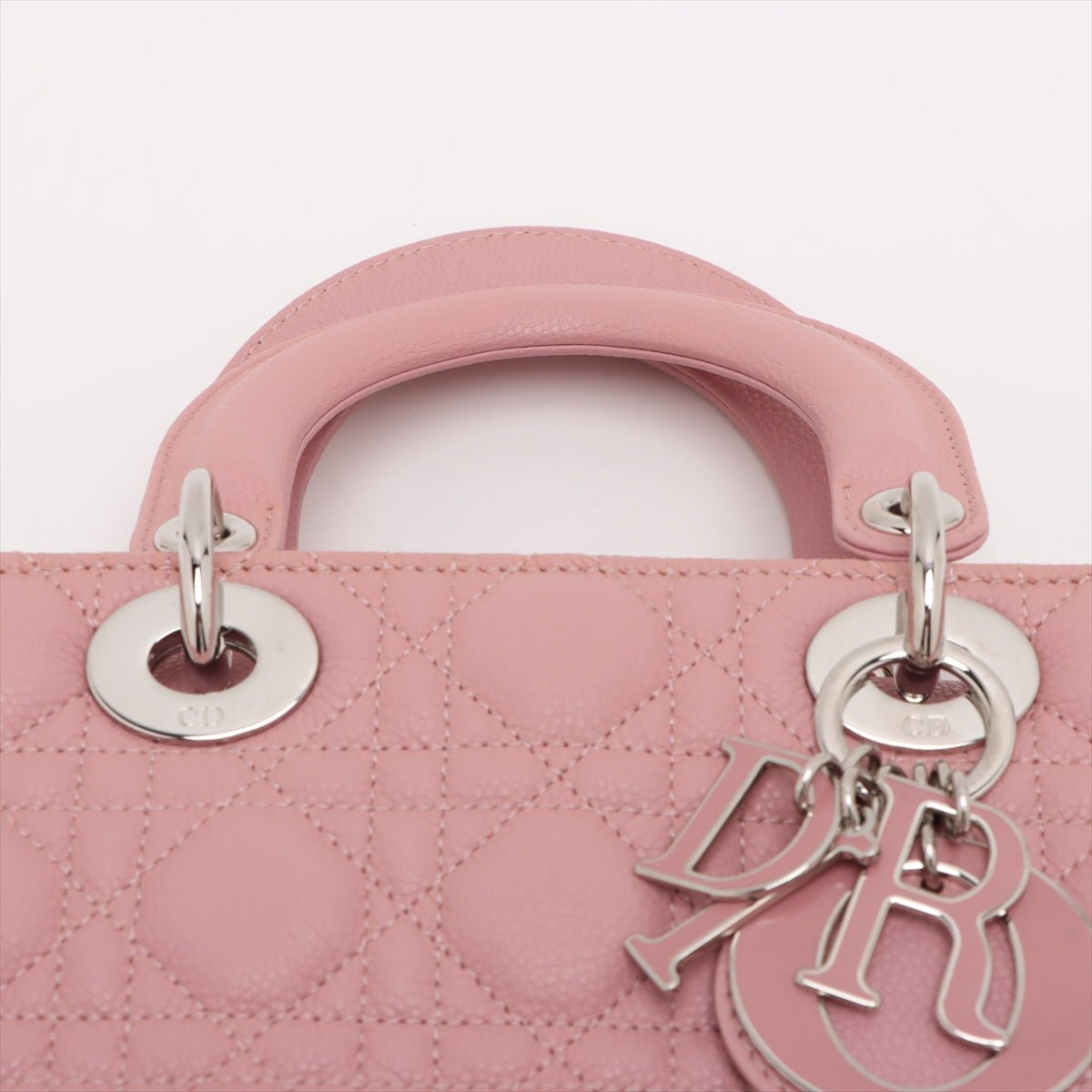 Second hand Dior Lady Dior Small Grained Calfskin Leather My ABCDior Cannage Tote Handbag Pink - Tabita Bags