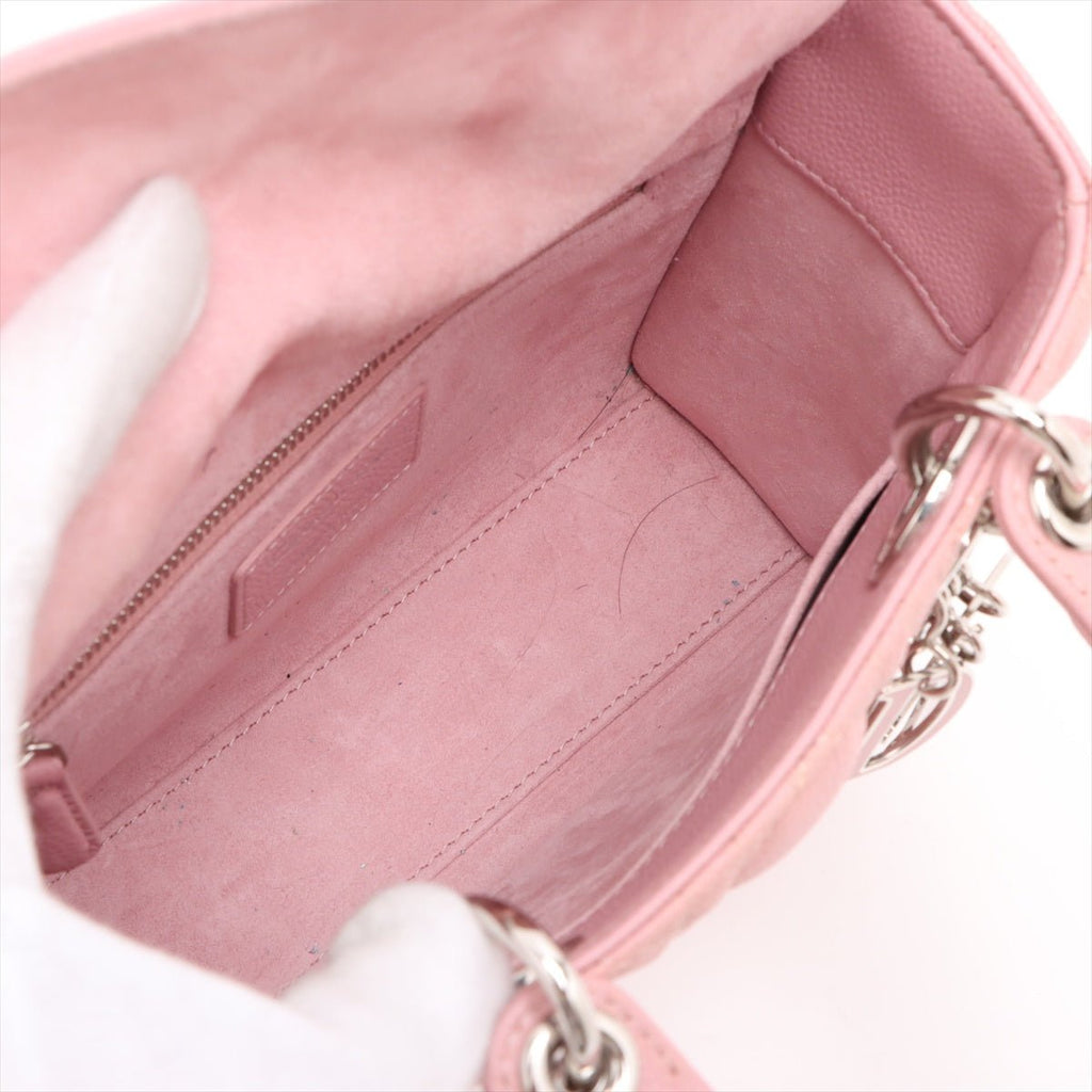 Second hand Dior Lady Dior Small Grained Calfskin Leather My ABCDior Cannage Tote Handbag Pink - Tabita Bags