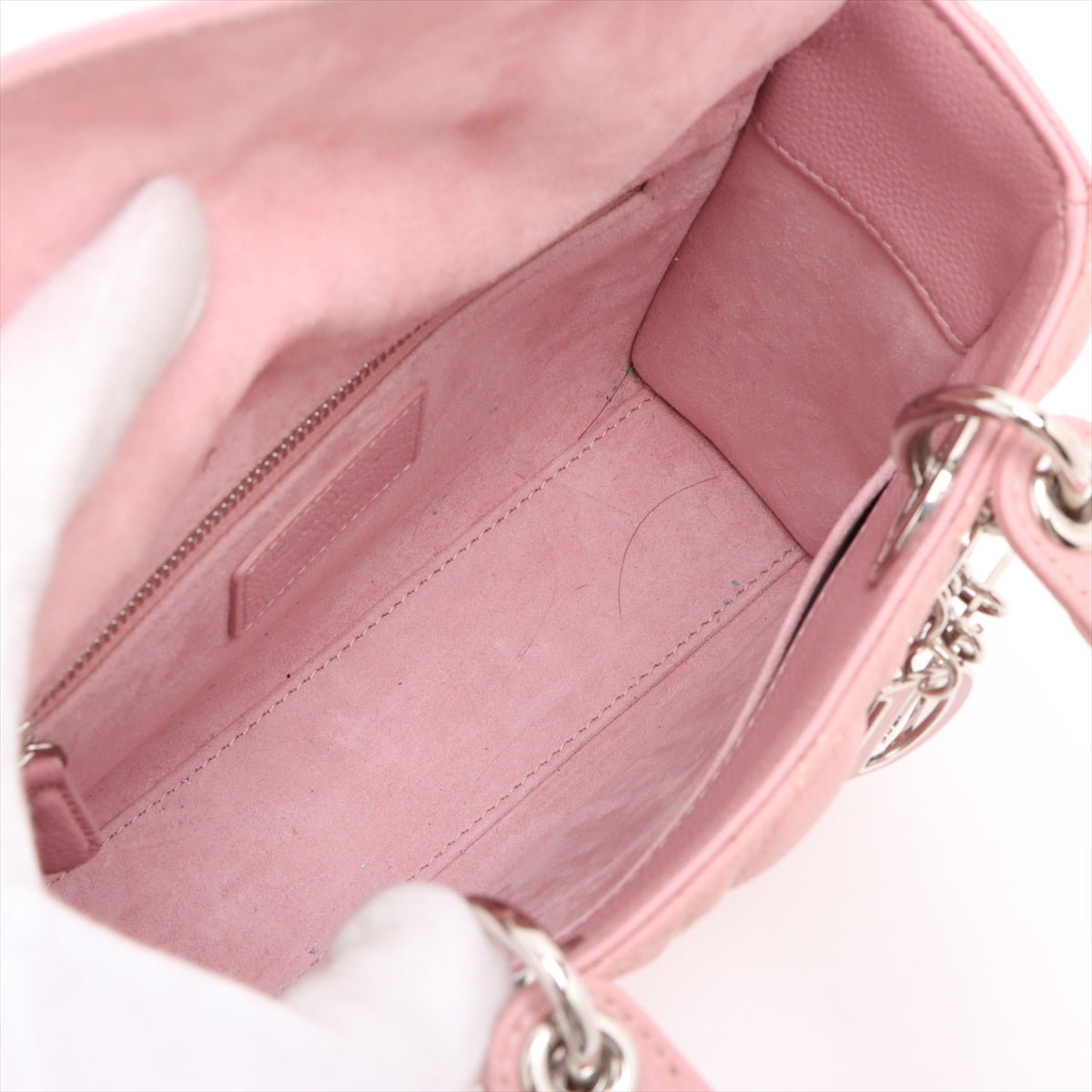 Second hand Dior Lady Dior Small Grained Calfskin Leather My ABCDior Cannage Tote Handbag Pink - Tabita Bags