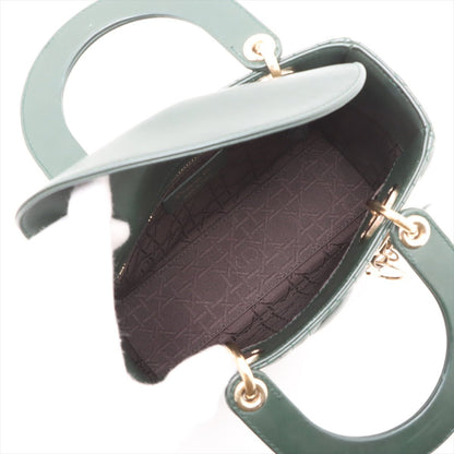 Second hand Dior Lady Dior Small Lambskin Leather Cannage No Strap Tote Handbag Military Green - Tabita Bags