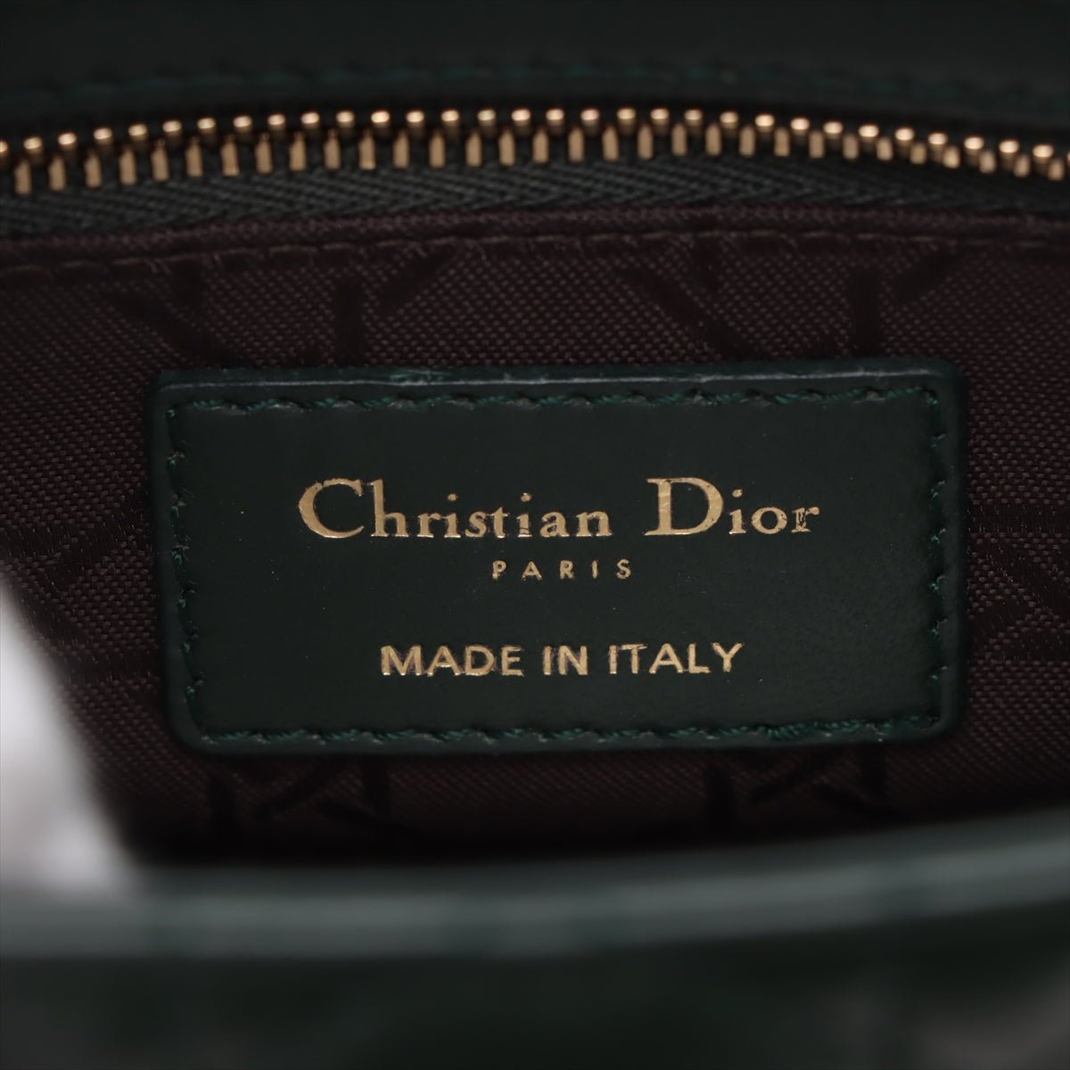 Second hand Dior Lady Dior Small Lambskin Leather Cannage No Strap Tote Handbag Military Green - Tabita Bags