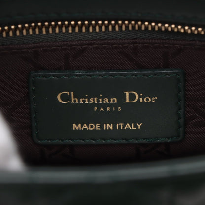 Second hand Dior Lady Dior Small Lambskin Leather Cannage No Strap Tote Handbag Military Green - Tabita Bags