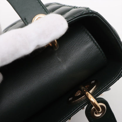 Second hand Dior Lady Dior Small Lambskin Leather Cannage No Strap Tote Handbag Military Green - Tabita Bags
