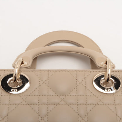 Second hand Dior Lady Dior Small Lambskin Leather My ABCDior Cannage Tote Handbag Beige - Tabita Bags