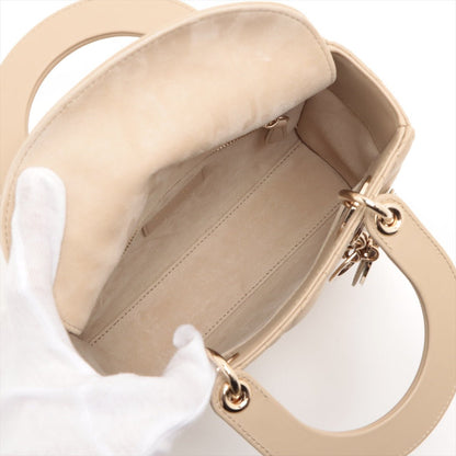Second hand Dior Lady Dior Small Lambskin Leather My ABCDior Cannage Tote Handbag Beige - Tabita Bags