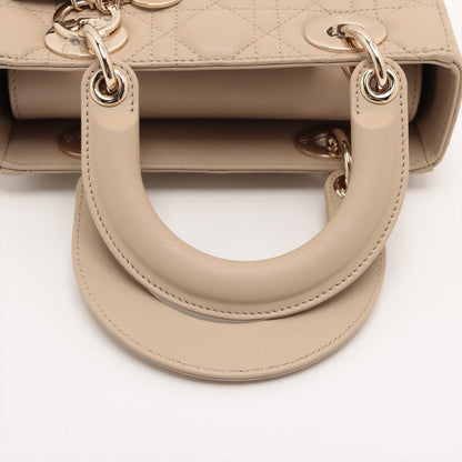 Second hand Dior Lady Dior Small Lambskin Leather My ABCDior Cannage Tote Handbag Beige - Tabita Bags