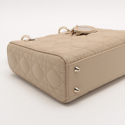 Second hand Dior Lady Dior Small Lambskin Leather My ABCDior Cannage Tote Handbag Beige - Tabita Bags