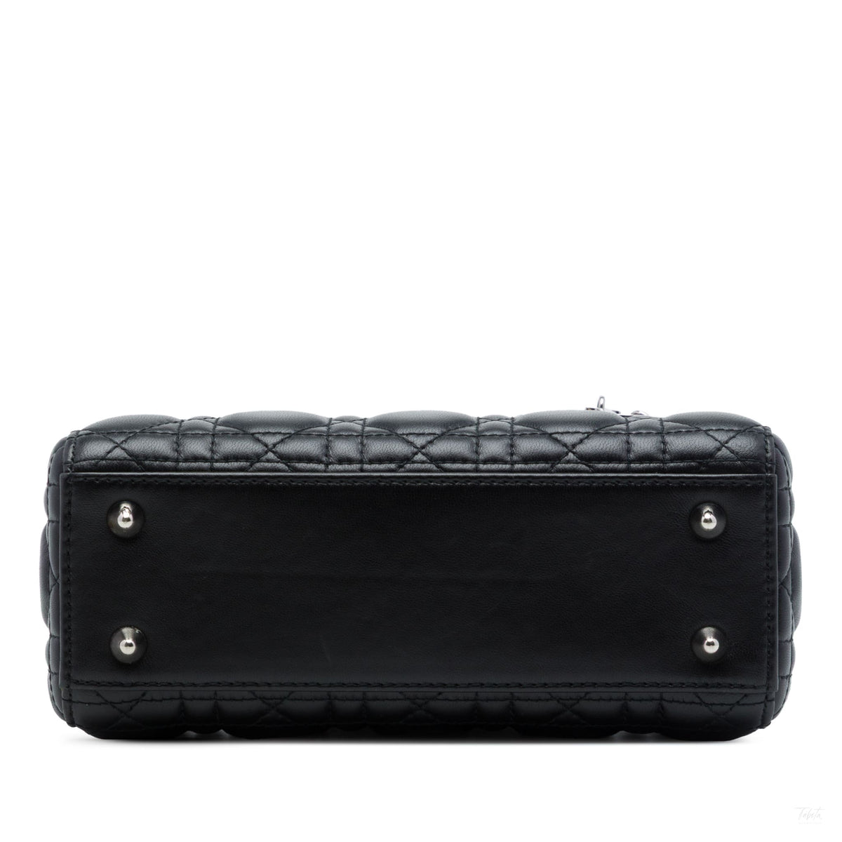 Second hand Dior Lady Dior Small Lambskin Leather My ABCDior Cannage Tote Handbag Black - Tabita Bags