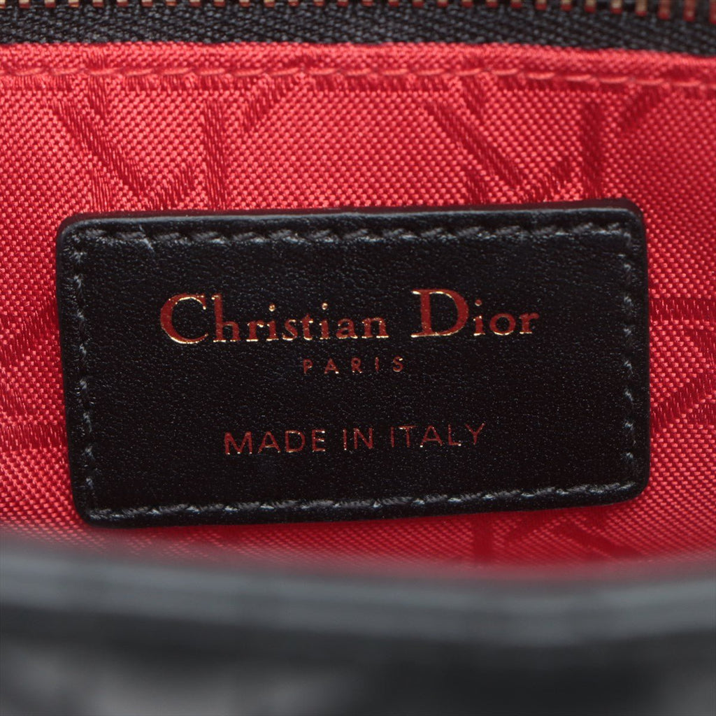 Second hand Dior Lady Dior Small Lambskin Leather My ABCDior Cannage Tote Handbag Black - Tabita Bags